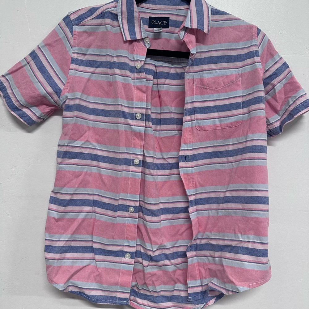 PLACE Men's Pink and Blue Striped Shirt like new